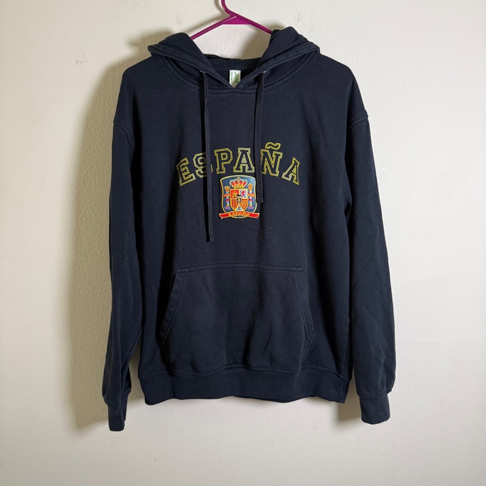 JHK Espana Hoodie Mens XL Navy Blue Embroidered Spain Soccer Pullover Sweatshirt